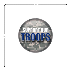 Beistle Support Our Troops Button (Case of 6)