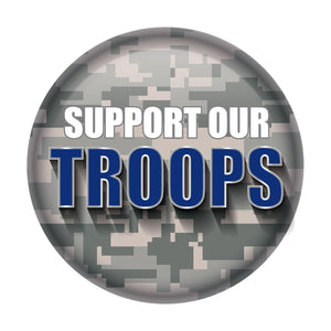 Support Our Troops Button - LIght Camo/Blue - Bulk 6 Pack