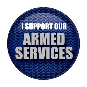 I Support Our Armed Services Button - Blue - Bulk 6 Pack