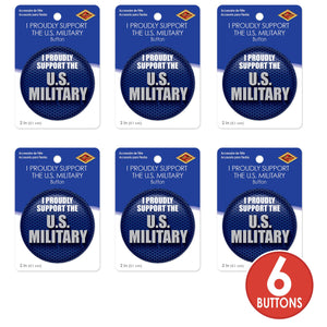 Beistle I Proudly Support U S Military Button (Case of 6)