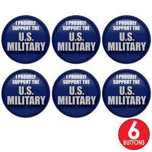 Beistle I Proudly Support U S Military Button (Case of 6)