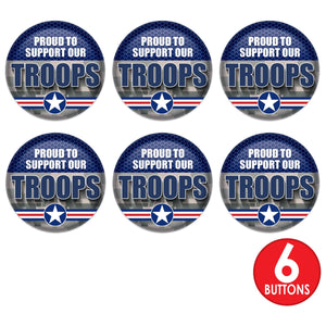 Beistle Proud To Support Our Troops Button (Case of 6)