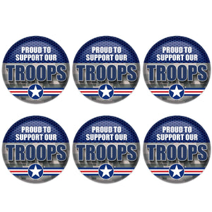 Beistle Proud To Support Our Troops Button (Case of 6)