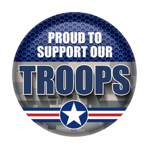 Air Force Blue/Camo Proud To Support Our Troops Button - Bulk 6 Pack