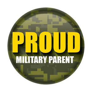 Proud Military Parent Button - Green Camo - Bulk 6 Pack