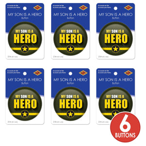 Beistle My Son Is A Hero Button (Case of 6)