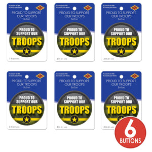 Beistle Proud To Support Our Troops Button (Case of 6)