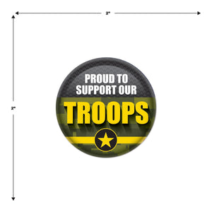 Beistle Proud To Support Our Troops Button (Case of 6)