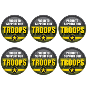 Beistle Proud To Support Our Troops Button (Case of 6)