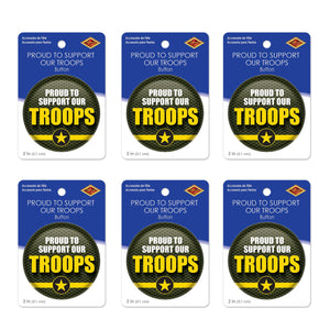 Beistle Proud To Support Our Troops Button (Case of 6)