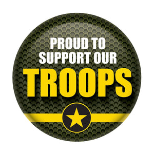 Proud To Support Our Troops Button- Army- Green - Bulk 6 Pack