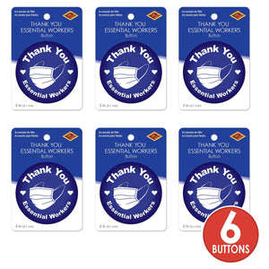 Beistle Thank You Essential Workers Button (Case of 6)