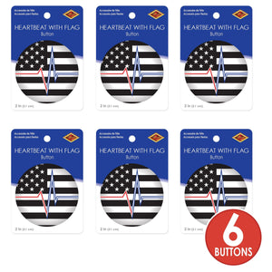 Beistle Heartbeat with Flag Button (Case of 6)