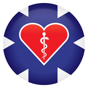 Medical Star Icon with Heart and Caduceus Button - Bulk 6 Pack