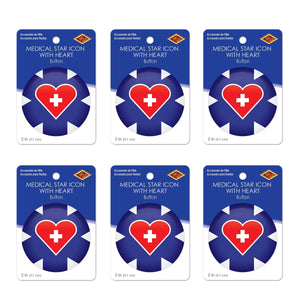 Beistle Medical Star Icon with Heart Button (Case of 6)