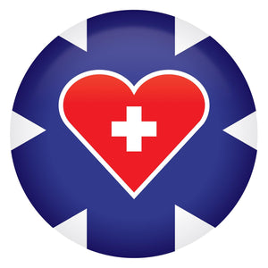 Medical Star Icon with Heart and Cross Button - Bulk 6 Pack