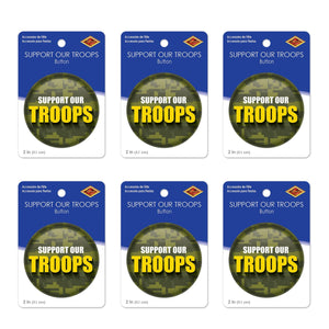 Beistle Support Our Troops Button (Case of 6)