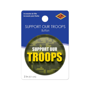 Beistle Support Our Troops Button (Case of 6)