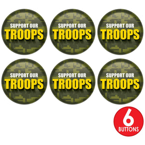 Beistle Support Our Troops Button (Case of 6)