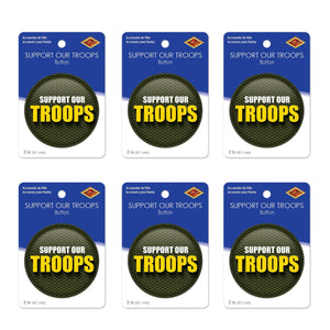 Beistle Support Our Troops Button (Case of 6)