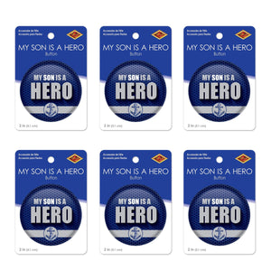 Beistle My Son Is A Hero Button (Case of 6)