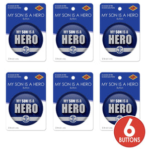 Beistle My Son Is A Hero Button (Case of 6)