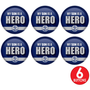 Beistle My Son Is A Hero Button (Case of 6)