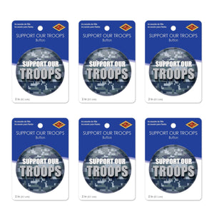 Beistle Support Our Troops Button (Case of 6)