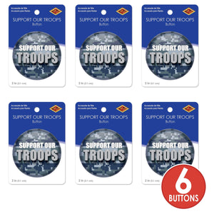 Beistle Support Our Troops Button (Case of 6)