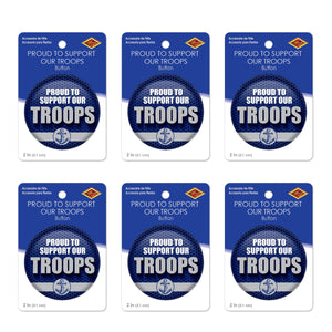 Beistle Proud To Support Our Troops Button (Case of 6)