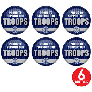 Beistle Proud To Support Our Troops Button (Case of 6)