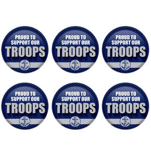 Beistle Proud To Support Our Troops Button (Case of 6)