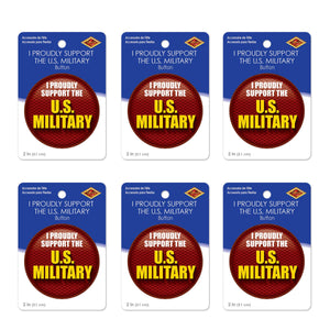 Beistle I Proudly Support The US Military Button (Case of 6)