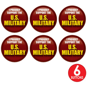 Beistle I Proudly Support The US Military Button (Case of 6)