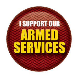 I Support Our Armed Services Button - Red - Bulk 6 Pack