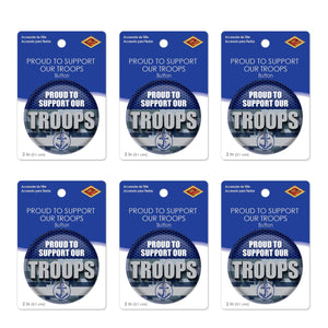 Beistle Proud To Support Our Troops Button (Case of 6)