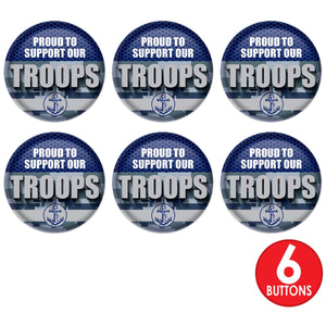 Beistle Proud To Support Our Troops Button (Case of 6)