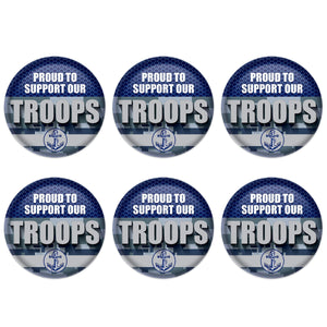 Beistle Proud To Support Our Troops Button (Case of 6)