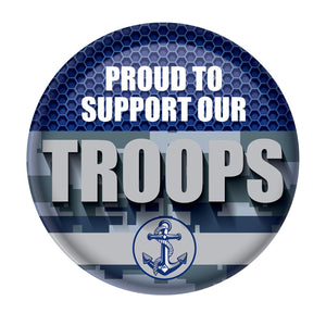 Proud To Support Our Troops Button- Navy - Bulk 6 Pack