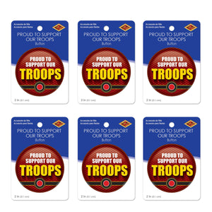 Beistle Proud To Support Our Troops Button (Case of 6)