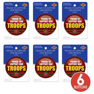 Beistle Proud To Support Our Troops Button (Case of 6)