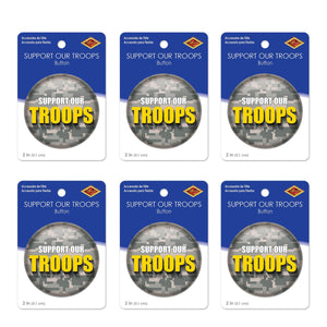 Beistle Support Our Troops Button (Case of 6)