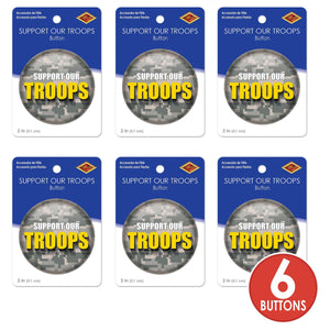 Beistle Support Our Troops Button (Case of 6)