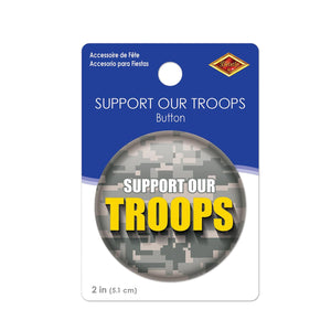 Beistle Support Our Troops Button (Case of 6)