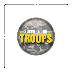 Beistle Support Our Troops Button (Case of 6)