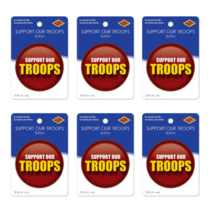 Beistle Support Our Troops Button (Case of 6)