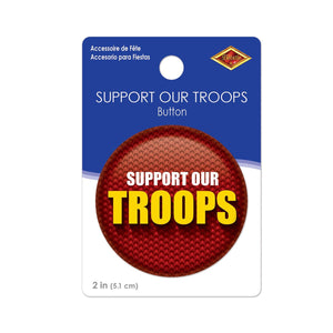 Beistle Support Our Troops Button (Case of 6)