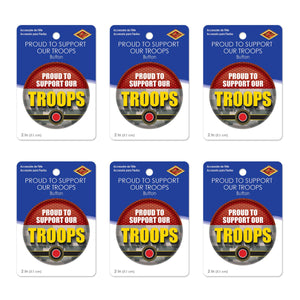 Beistle Proud To Support Our Troops Button (Case of 6)