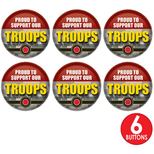 Beistle Proud To Support Our Troops Button (Case of 6)