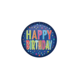 Happy Birthday Button- Blue - Bulk 6 Pack